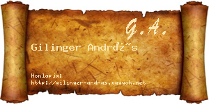 Gilinger András névjegykártya